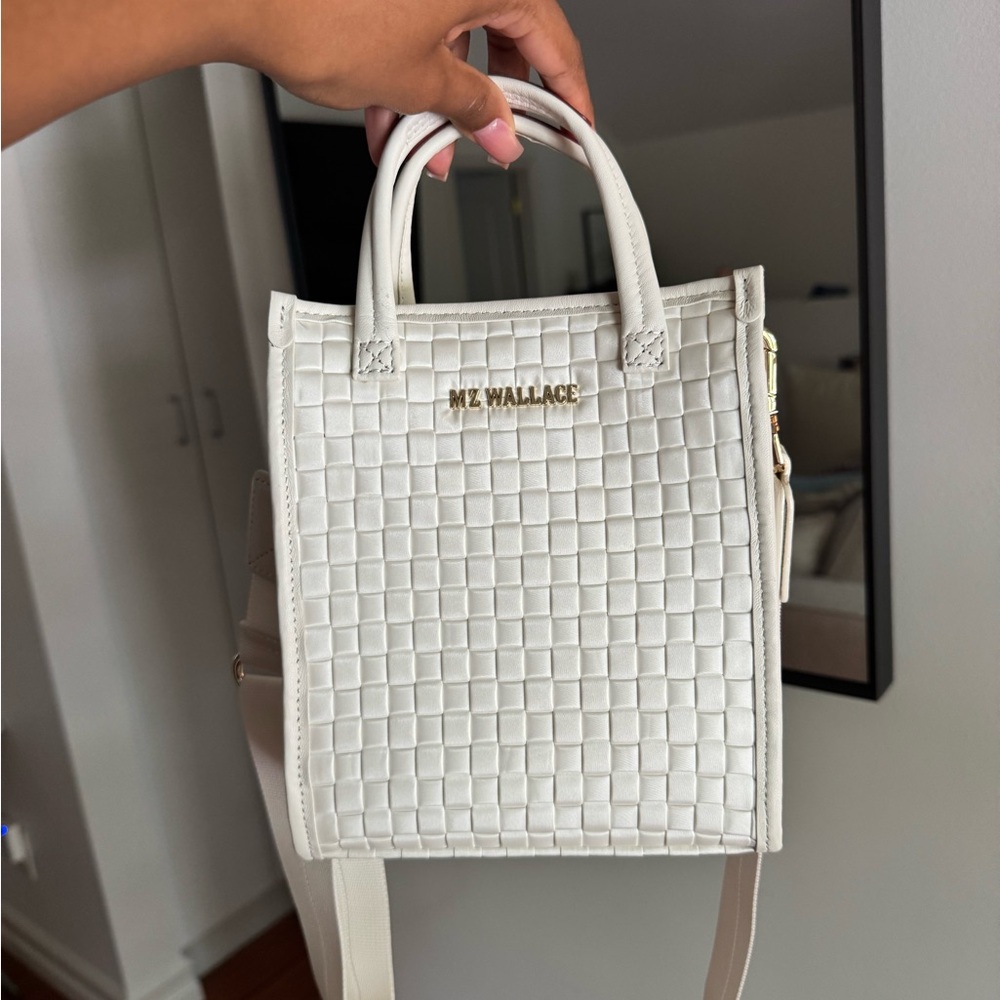 MZ Wallace Pearl Metallic Micro Woven Box Tote